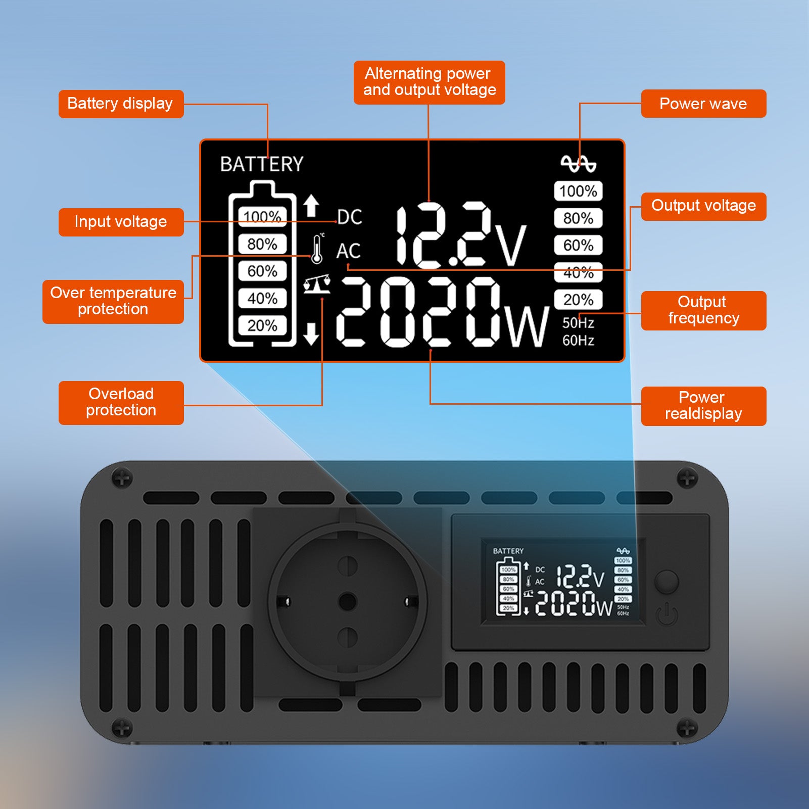 DATOUBOSS Rechargeable Lifepo4 Batteries Voltage Converters Inverter