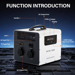 DATOUBOSS 1000W 2009Wh 230V Pure Sine Wave Portable Power Station with 550W MPPT, UPS Backup, 30W Type - C & 18W QC USB for Home Backup, RV & Camping - DATOUBOSS Rechargeable Lifepo4 Batteries Voltage Converters InverterSP-DT-JC-1020-A-EU