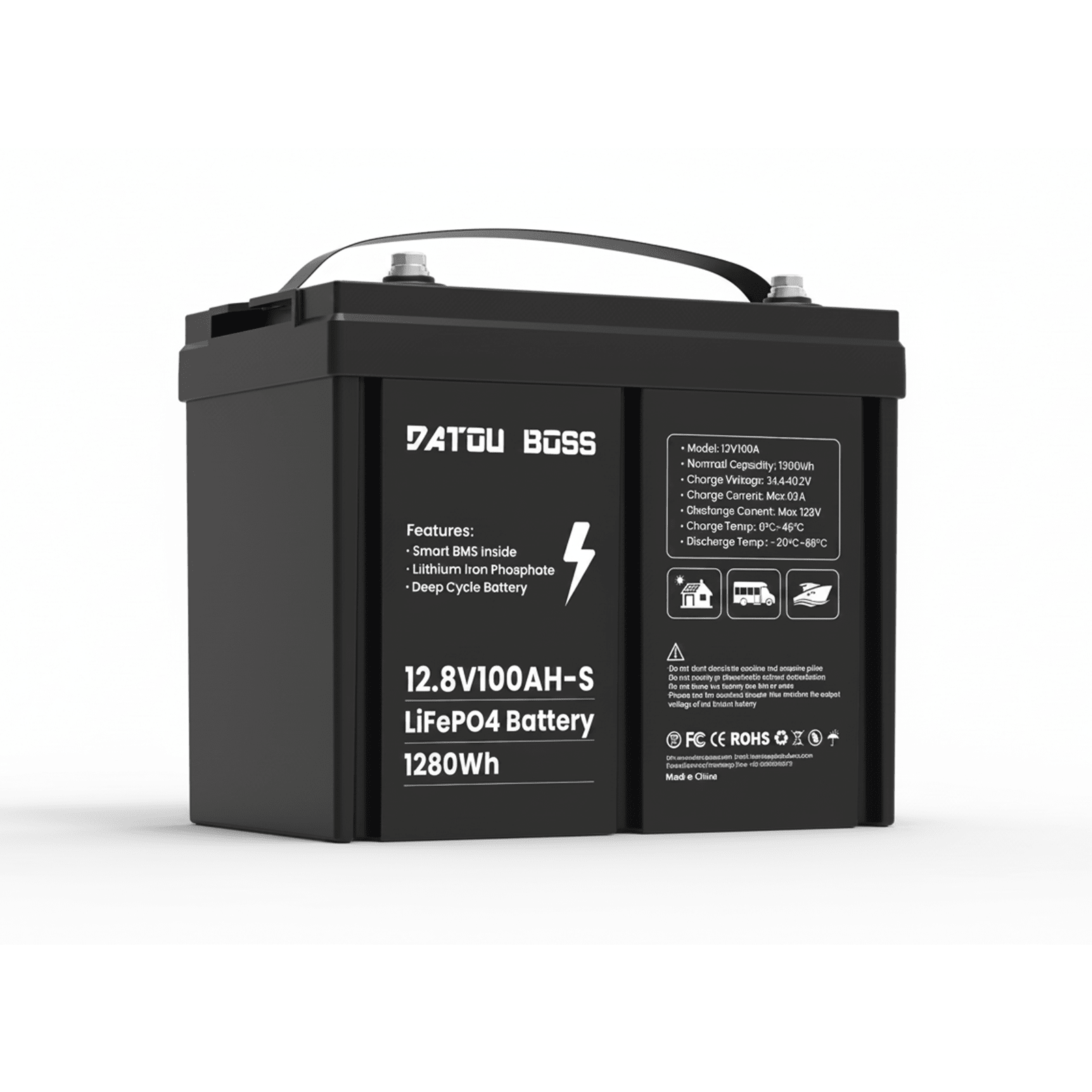 DATOUBOSS 12V 100Ah LiFePO4 Power Battery for RV & Solar