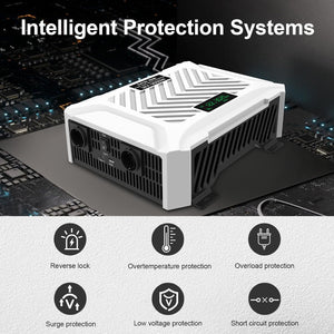 DATOUBOSS 12V 300Ah LiFePO4 Battery with 200A BMS Deep Cycle + 3000W Pure Sine Wave Inverter with 6000W Peak Power, Intelligent Detection & LCD Display, 2 EU Sockets for Off - Grid Living, RV Adventures, Solar Systems, and Emergency Power Solutions - DATOUBOSS Rechargeable Lifepo4 Batteries Voltage Converters InverterSP-DT-12V300A-PSWE3000W-12V-A-EU