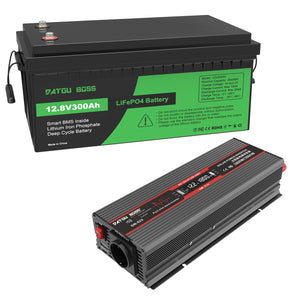 DATOUBOSS 12V 300Ah LiFePO4 Lithium Battery with 200A BMS + 1800W Pure Sine Wave Inverter 12V to 230V AC, 3600W Peak, EU Sockets, USB Ports & LED Display, Solar Deep Cycle Power System for RV, Car, Caravan, Truck & Off - Grid Home - DATOUBOSS Rechargeable Lifepo4 Batteries Voltage Converters InverterSP-DT-DNB1800W-12V-12V300A-A01-EU