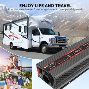 DATOUBOSS 12V 300Ah LiFePO4 Lithium Battery with 200A BMS + 1800W Pure Sine Wave Inverter 12V to 230V AC, 3600W Peak, EU Sockets, USB Ports & LED Display, Solar Deep Cycle Power System for RV, Car, Caravan, Truck & Off - Grid Home - DATOUBOSS Rechargeable Lifepo4 Batteries Voltage Converters InverterSP-DT-DNB1800W-12V-12V300A-A01-EU