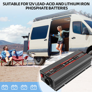 DATOUBOSS 12V 300Ah LiFePO4 Lithium Battery with 200A BMS + 1800W Pure Sine Wave Inverter 12V to 230V AC, 3600W Peak, EU Sockets, USB Ports & LED Display, Solar Deep Cycle Power System for RV, Car, Caravan, Truck & Off - Grid Home - DATOUBOSS Rechargeable Lifepo4 Batteries Voltage Converters InverterSP-DT-DNB1800W-12V-12V300A-A01-EU