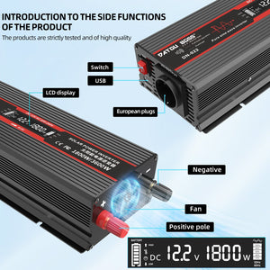 DATOUBOSS 12V 300Ah LiFePO4 Lithium Battery with 200A BMS + 1800W Pure Sine Wave Inverter 12V to 230V AC, 3600W Peak, EU Sockets, USB Ports & LED Display, Solar Deep Cycle Power System for RV, Car, Caravan, Truck & Off - Grid Home - DATOUBOSS Rechargeable Lifepo4 Batteries Voltage Converters InverterSP-DT-DNB1800W-12V-12V300A-A01-EU