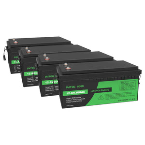 DATOUBOSS 12.8V 300Ah LiFePO4 battery pack of 4, 15.36kWh total energy for whole-home energy storage