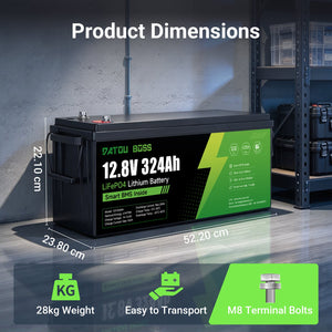 DATOUBOSS 12V 324Ah LiFePO4 Battery | 200A Smart BMS | Bluetooth & Low-Temp Protection | 15000 Cycles for RV, Solar - DATOUBOSSSP-DT-12324-A01-EU