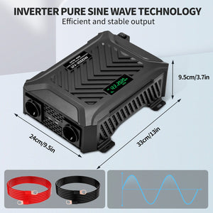 DATOUBOSS 2000W Pure Sine Wave Inverter, 12V to 230V AC Voltage Converter, Peak Power 4000W Peak Power, with Intelligent Detection System & LCD Display & 2 EU Socket - DATOUBOSS Rechargeable Lifepo4 Batteries Voltage Converters InverterSP-DT-PSWE2000W-12V-A-UA