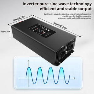 DATOUBOSS 2000W Pure Sine Wave Inverter, 12V to 230V AC Voltage Converter, Peak Power 4000W with Remote Control 2 EU Sockets, 3 USB, 1 Type - C Converter Voltage Converter for Car, Motorhome - DATOUBOSS Rechargeable Lifepo4 Batteries Voltage Converters InverterSP-DT-DN03-2000W-12V-A-EU