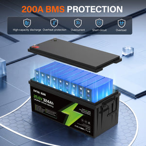 DATOUBOSS 24V 324Ah LiFePO4 Battery | 200A Smart BMS | Bluetooth & Low-Temp Protection | 15000 Cycles for RV, Solar - DATOUBOSSSP-DT-24324-A01-EU