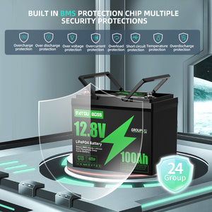 DATOUBOSS 24V 3.3kW 2.56kWh Solar Home Storage Backup Off Grid Kit 100Ah LiFePO4 (2x12V100Ah) + 3300W Hybrid Inverter 150A MPPT Pure Sine Wave, On Grid, 24V DC to 220/230V AC, BMS Protection System, for RV Solar Home System - DATOUBOSS Rechargeable Lifepo4 Batteries Voltage Converters InverterSP-DT-2433M-12V100A-B-EU