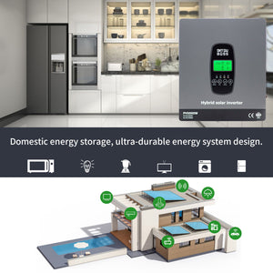 DATOUBOSS 3300W Hybrid Inverter 24V, Hybrid Solar Inverter On Grid, Supports Battery - Free Operation, 24V DC to 220/230V AC, BMS Protection System, with 150A MPPT for 24V Batteries - DATOUBOSS Rechargeable Lifepo4 Batteries Voltage Converters InverterSP-DT-2433M-A-UA
