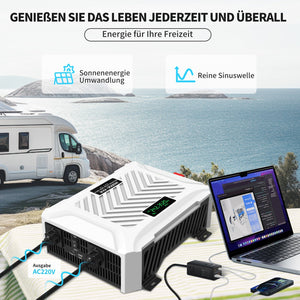 DATOUBOSS 3500W Pure Sine Wave Inverter, 24V to 230V AC Voltage Converter, Peak Power 7000W Peak Power, with Intelligent Detection System & LCD Display & 2 EU Socket - DATOUBOSS Rechargeable Lifepo4 Batteries Voltage Converters InverterSP-DT-PSWE3500W-24V-A-UA