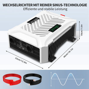 DATOUBOSS 3500W Pure Sine Wave Inverter, 24V to 230V AC Voltage Converter, Peak Power 7000W Peak Power, with Intelligent Detection System & LCD Display & 2 EU Socket - DATOUBOSS Rechargeable Lifepo4 Batteries Voltage Converters InverterSP-DT-PSWE3500W-24V-A-UA