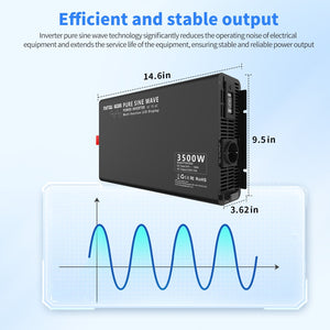 DATOUBOSS 3500W Pure Sine Wave Inverter, 24V to 230V AC Voltage Converter, Peak Power 7000W with 1 EU Plug, LCD Display and Radio Remote Control for Trucks, Motorhomes, Home, Camping, Household - DATOUBOSS Rechargeable Lifepo4 Batteries Voltage Converters InverterSP-DT-DNB3500W-24V-A-EU