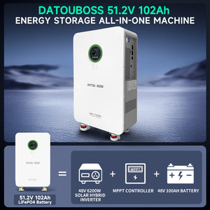 DATOUBOSS 48V 5000W Hybrid Inverter + 102Ah LiFePO4 Battery Portable Power Supply with LCD Touch Screen, Detachable, and Wheels, suitable for large - capacity solar energy storage systems/RVs/home energy storage systems - DATOUBOSS Rechargeable Lifepo4 Batteries Voltage Converters InverterSP-DT-5052-A-EU