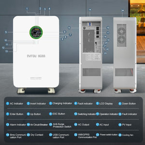 DATOUBOSS 48V 5000W Hybrid Inverter + 102Ah LiFePO4 Battery Portable Power Supply with LCD Touch Screen, Detachable, and Wheels, suitable for large - capacity solar energy storage systems/RVs/home energy storage systems - DATOUBOSS Rechargeable Lifepo4 Batteries Voltage Converters InverterSP-DT-5052-A-EU