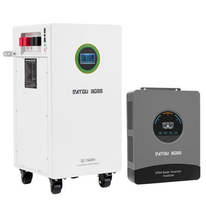 DATOUBOSS 48V 6000W Hybrid Solar Inverter + 32kWh 628Ah LiFePO4 Battery (300A BMS), 120A MPPT, 8500W PV Input, Battery-Free Operation, IP54 Protection for Home Backup & Off-Grid Systems - DATOUBOSSSP-DT-48628-4860BF-A-EU