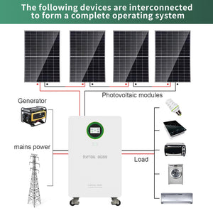 DATOUBOSS 48V 6200W Hybrid Inverter + 628Ah LiFePO4 Battery Portable Power Supply with LCD Touch Screen, Detachable, and Wheels, suitable for large - capacity solar energy storage systems/RVs/home energy storage systems - DATOUBOSS Rechargeable Lifepo4 Batteries Voltage Converters InverterSP-DT-JC-6232-A-EU