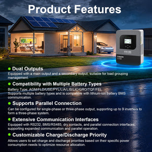 DATOUBOSS 48V 6200W Solar Hybrid Inverter, 230V AC Output, IP54 Dust and Water Protection, 120A MPPT, 8500W Maximum PV Input, Battery-Free Operation, BMS Protection, Compatible with WiFi 04 - DATOUBOSSSP-DT-4862FL-01-EU