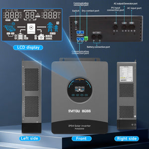 DATOUBOSS 6000W Solar Hybrid Inverter with IP54 dust & water protection, designed for durable indoor and semi - outdoor installation. 48V DC to 230V AC output, 120A MPPT, 8500W PV input, battery - free operation, BMS protection - DATOUBOSS Rechargeable Lifepo4 Batteries Voltage Converters InverterSP-DT-4860BF-A-UA