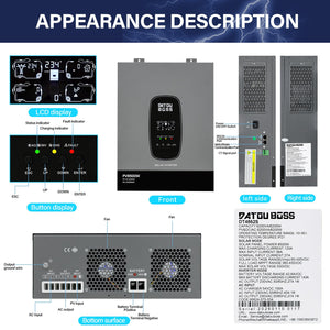 DATOUBOSS 6200W Solar Hybrid Inverter 48VDC to 230VAC, 120A MPPT, 8500W PV Input, Battery - Free Operation, BMS Protection, 27A PV Input, Lightning & Anti - Backflow Protection, Off - Grid & Grid - Connected Compatible(Compatible with WiFi 04) - DATOUBOSS Rechargeable Lifepo4 Batteries Voltage Converters InverterSP-DT-4862S-A-EU