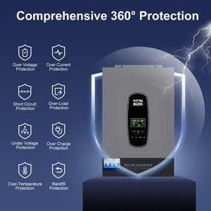 DATOUBOSS solar inverter with 360 protection including short circuit overload over temperature and backfill safeguards