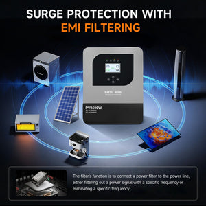 DATOUBOSS 6200W Solar Hybrid Inverter with IP54 dust & water protection, designed for durable indoor and semi - outdoor installation. 48V DC to 230V AC output, 120A MPPT, 8500W PV input, battery - free operation, BMS protection(Compatible with WiFi 04) - DATOUBOSS Rechargeable Lifepo4 Batteries Voltage Converters InverterSP-DT-4862BF-A-EU