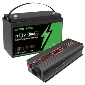 DATOUBOSS 12.8V 100Ah LiFePO4 battery and 1200W pure sine wave inverter, all-in-one off-grid power kit