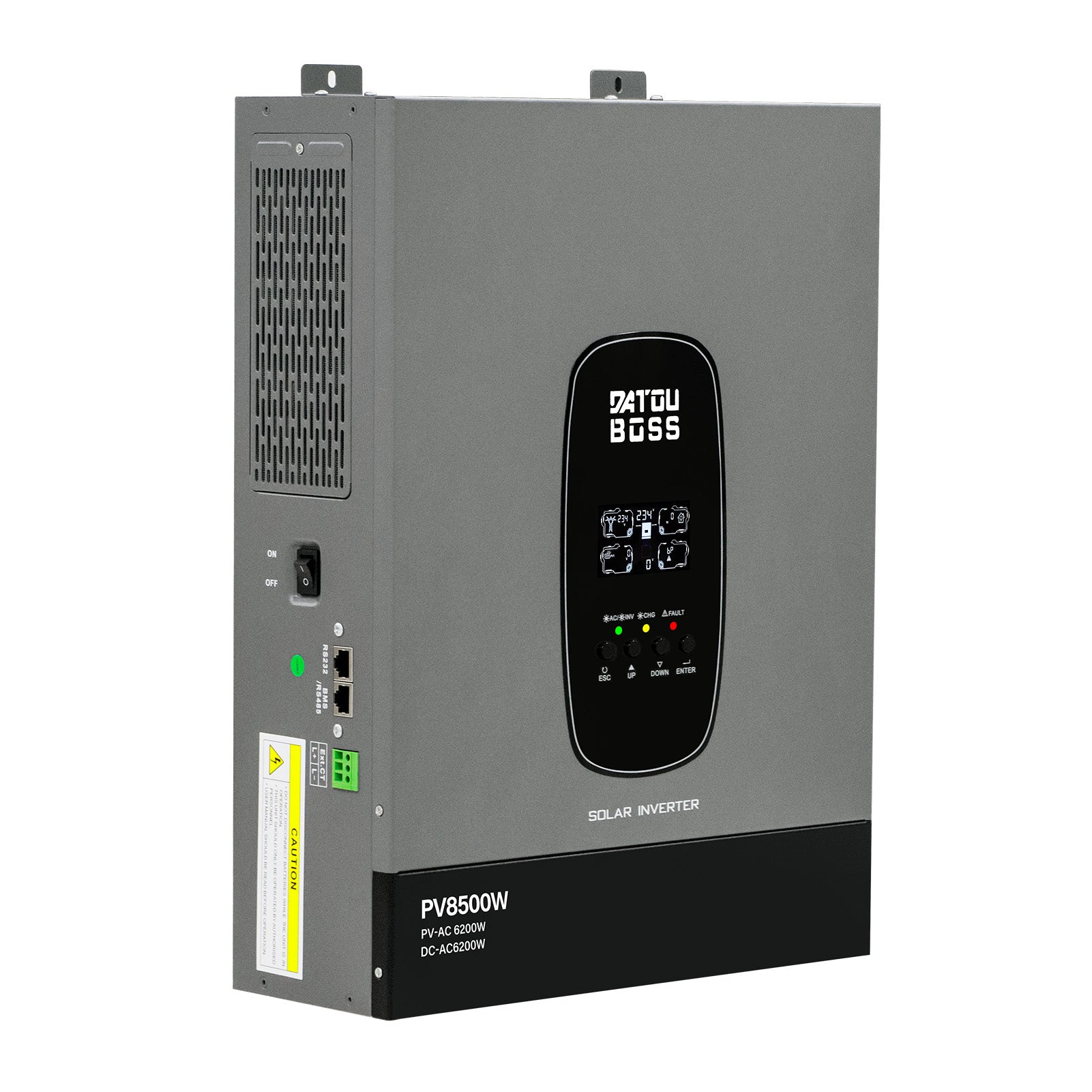 DATOUBOSS 6200W Solar Hybrid Inverter 48VDC till 230VAC, 120A MPPT, 8500W PV-ingång, batterifri drift, BMS-skydd, 27A PV-ingång, blixtnedslag & Anti-Backflow Protection, Off-Grid-kompatibel <Compatible med WiFi-kompatibel 4