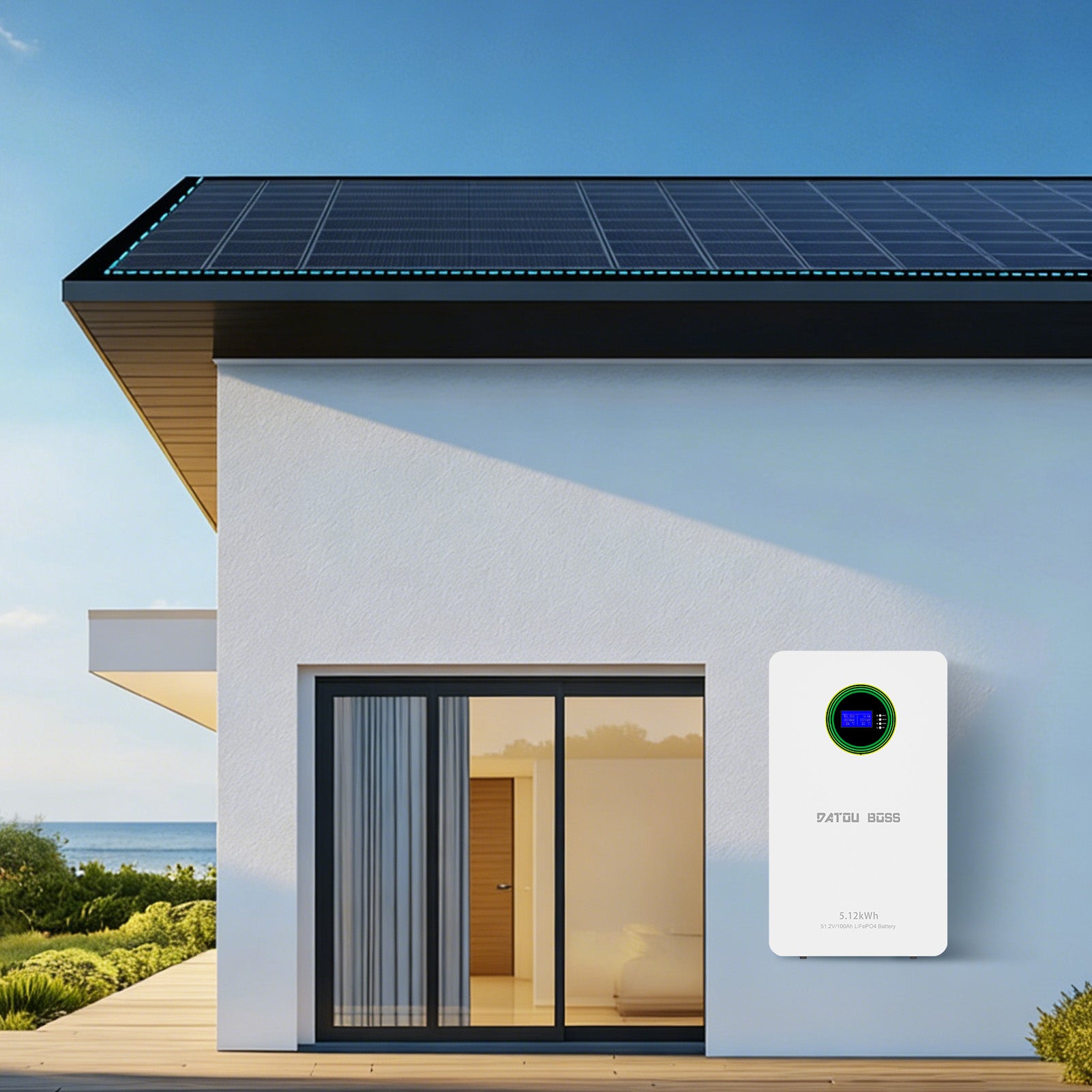 DATOUBOSS 51.2V 100Ah LiFePO4 Battery, 5.12kWh, 100A BMS , Wall-Mounted ,for Solar Home RV Energy Storage