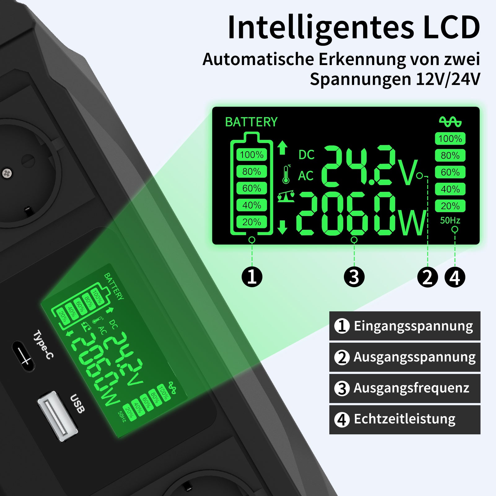 DATOUBOSS Rechargeable Lifepo4 Batteries Voltage Converters Inverter