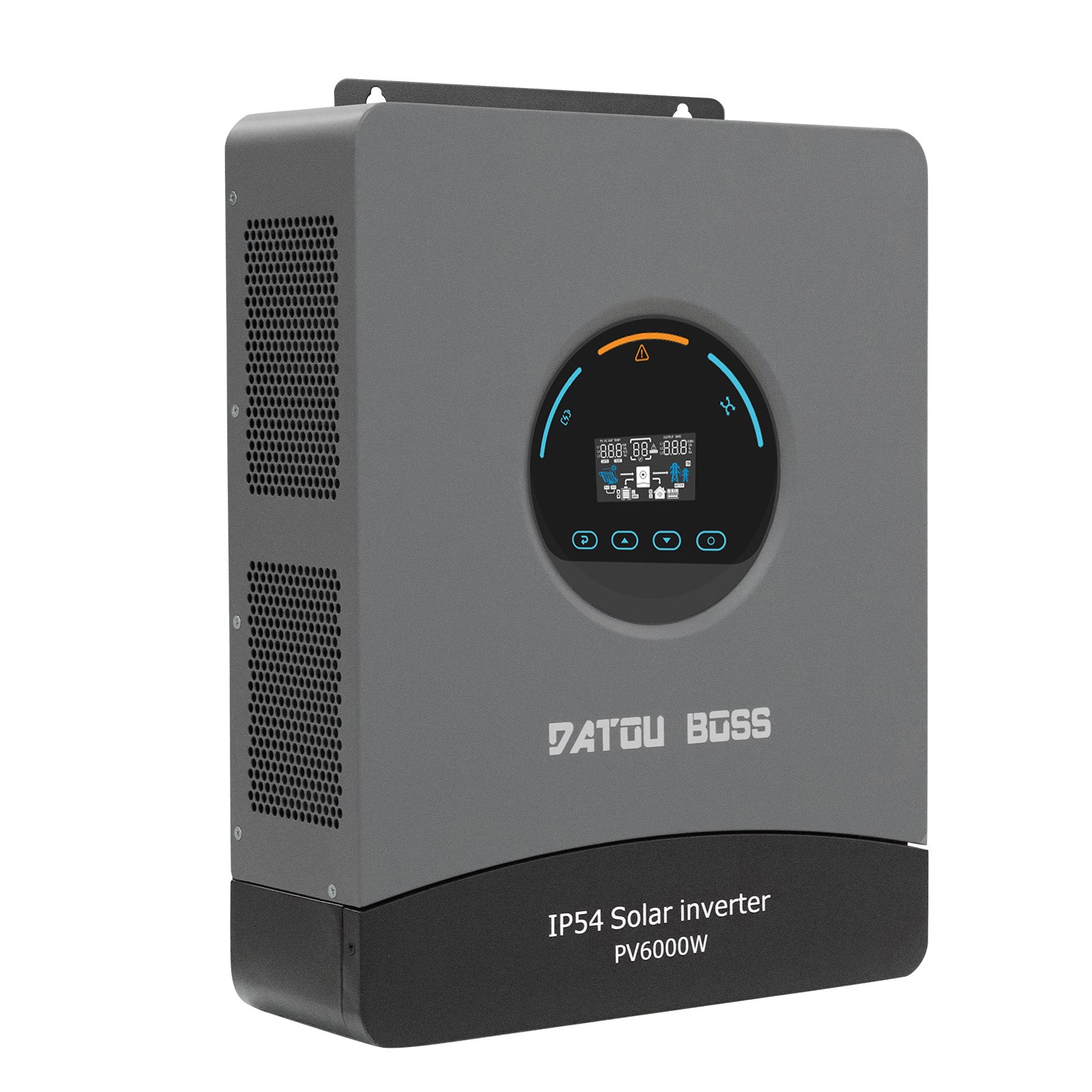 DATOUBOSS 6200 W Solar-Hybrid-Wechselrichter 48 VDC bis 230 VAC reiner Sinuswellen-Wechselrichter mit 120 A MPPT, 8500 W Photovoltaik-Eingang, unterstützt batterieloses BMS-Schutzsystem, für 48 V Lithiumbatterien