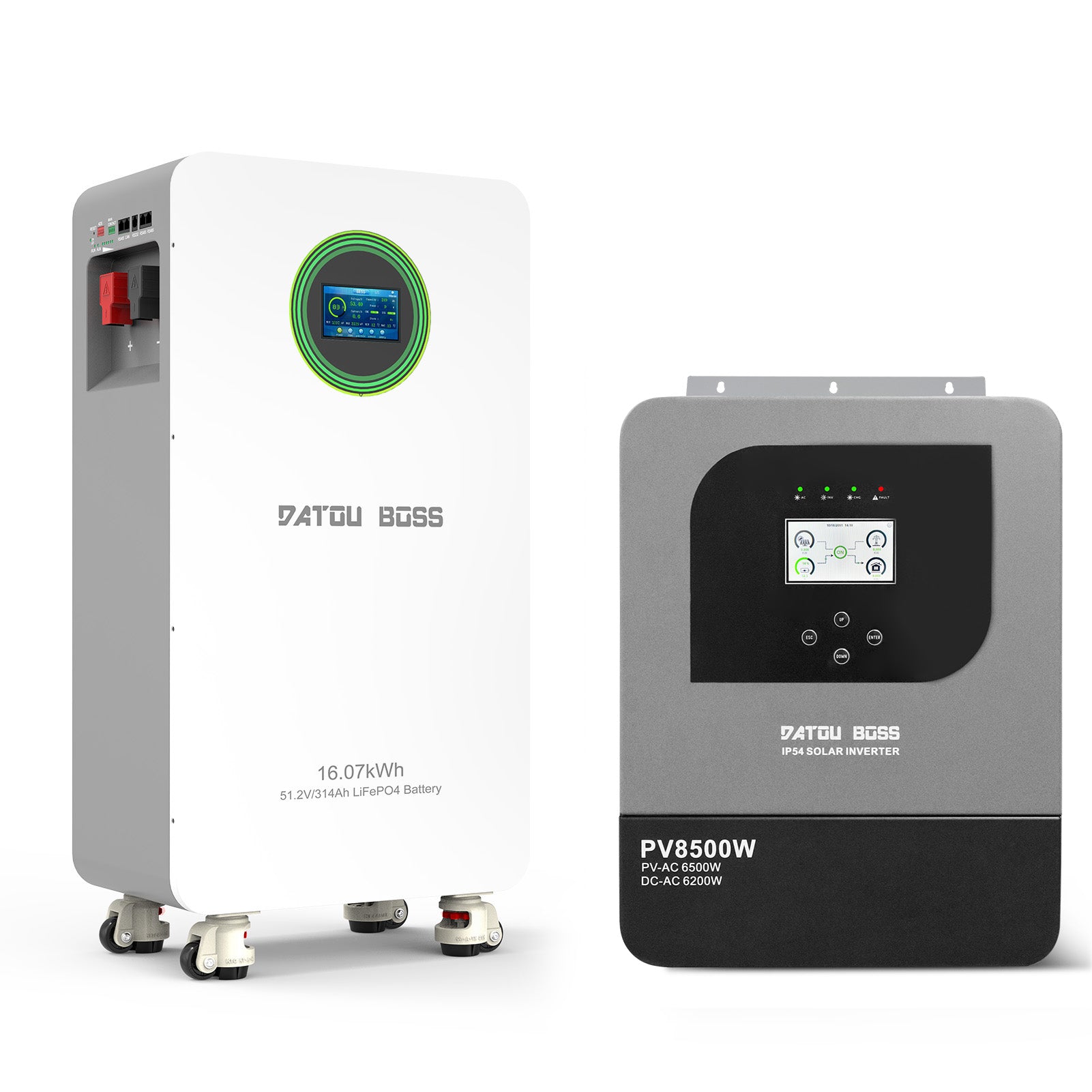 DATOUBOSS 48V 6.2kW 16kWh Solar Home Storage Backup Off Grid Kit 314Ah LiFePO4(210A BMS)+ 6200W Solar Hybrid Inverter 120A MPPT Pure Sine Wave, 48VDC to 230VAC, 8500W PV Input, BMS Protection, Dust and Water-Resistant, for Solar Home RV Energy Storage