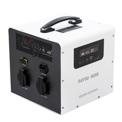 DATOUBOSS Stazione di alimentazione portatile a onda sinusoidale pura da 1000 W 2009 Wh 230 V con MPPT da 550 W, backup UPS, USB Type-C da 30 W & 18 W QC per backup domestico, camper & Campeggio
