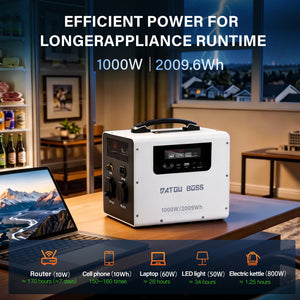 DATOUBOSS 1000W 2009Wh 230V Pure Sine Wave Portable Power Station with 550W MPPT, UPS Backup, 30W Type - C & 18W QC USB for Home Backup, RV & Camping - DATOUBOSS Rechargeable Lifepo4 Batteries Voltage Converters InverterSP-DT-JC-1020-A-EU