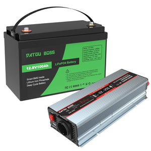 DATOUBOSS 12.8V 100Ah LiFePO4 battery and 1200W pure sine wave inverter kit for small off-grid power
