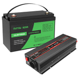 DATOUBOSS 12.8V 100Ah LiFePO4 battery and 1200W pure sine wave inverter combo, built-in smart BMS