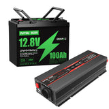DATOUBOSS Group 24 12.8V 100Ah LiFePO4 battery and 1200W pure sine wave inverter for marine and RV