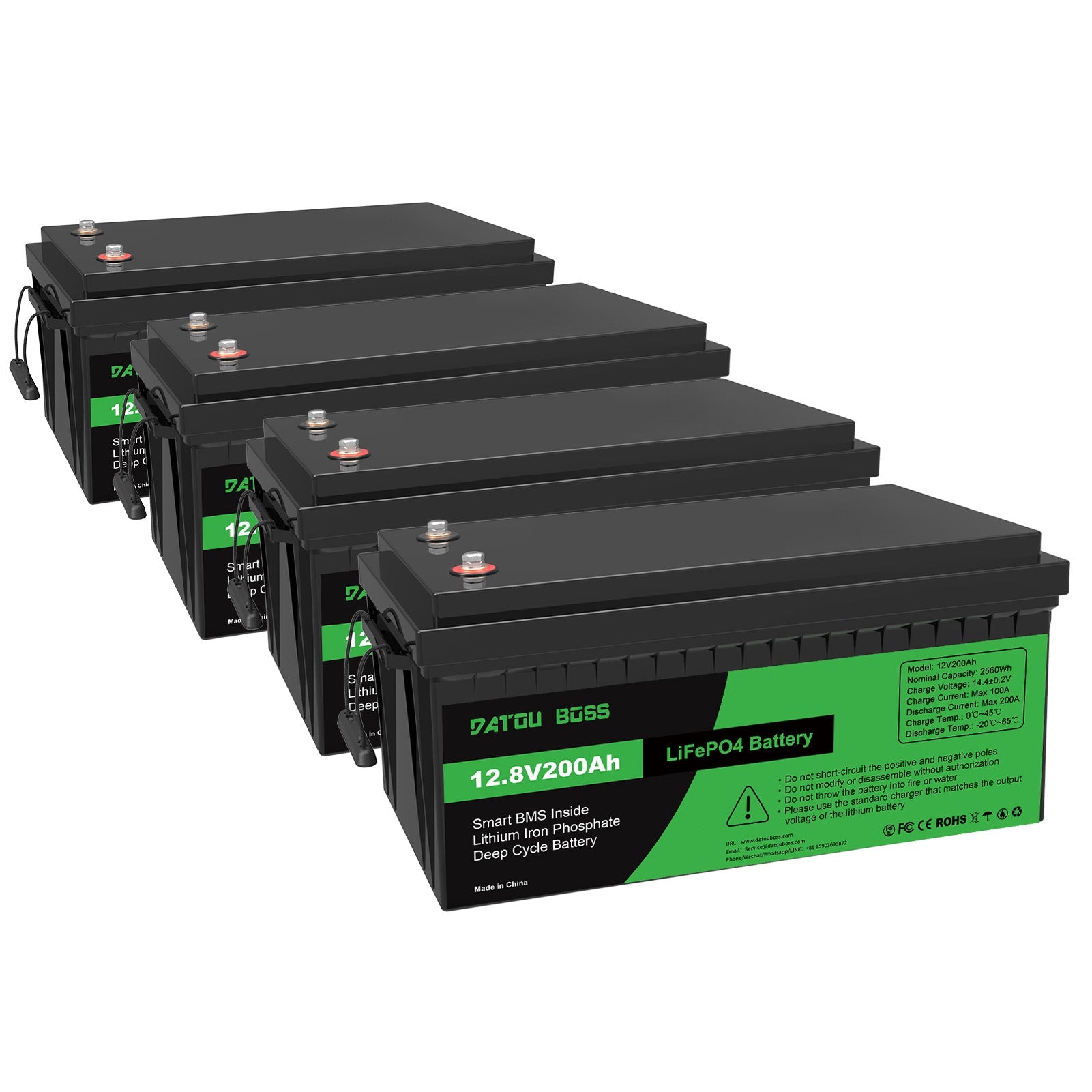 DATOUBOSS 12V 200Ah Lithium LiFePO4 Battery with 200A BMS Deep Cycle Battery for RV Car Solar Home System DIY - DATOUBOSS Rechargeable Lifepo4 Batteries Voltage Converters InverterSP-DT-12V200A-A01-UA-4