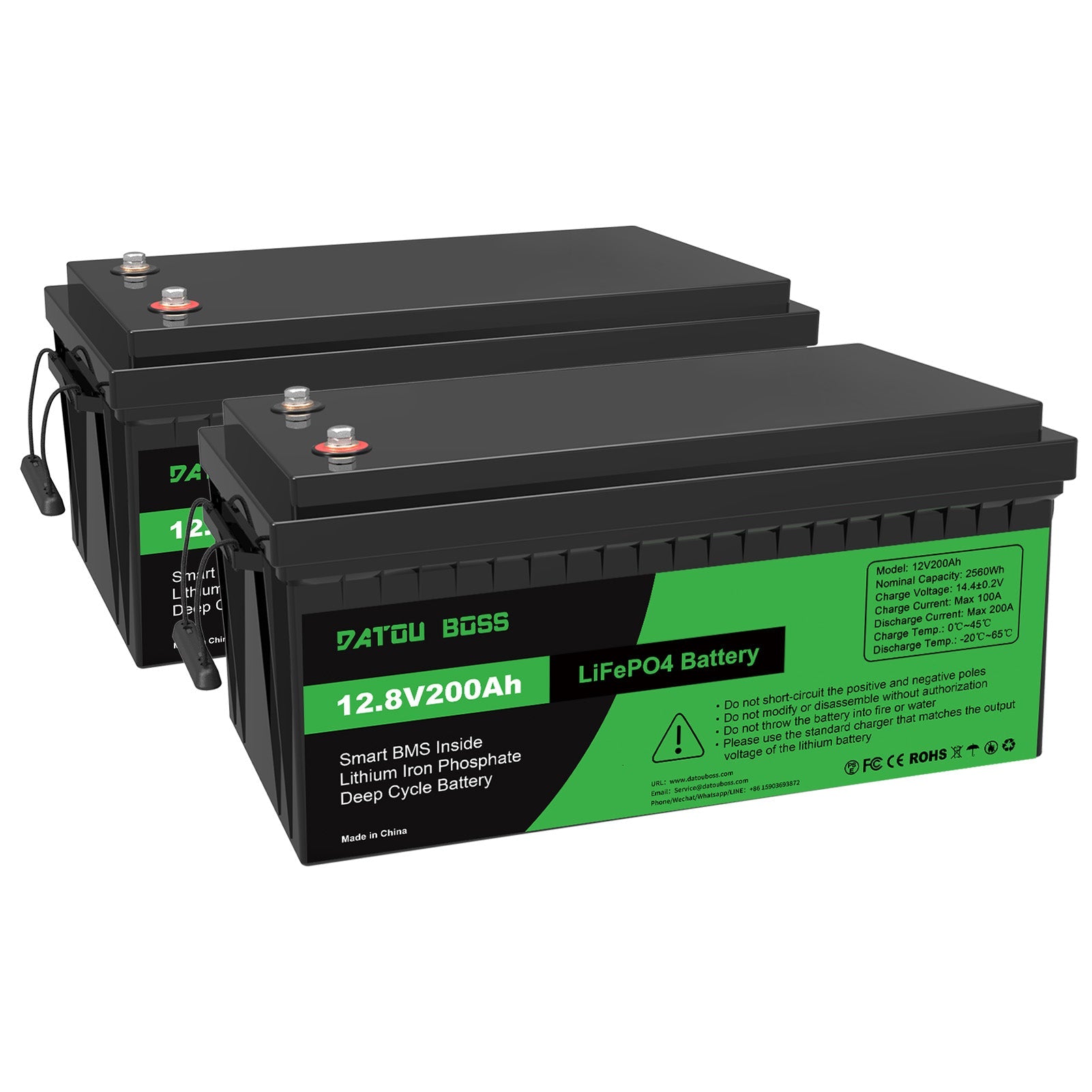 DATOUBOSS 12V 200Ah Lithium LiFePO4 Battery with 200A BMS Deep Cycle Battery for RV Car Solar Home System DIY - DATOUBOSS Rechargeable Lifepo4 Batteries Voltage Converters InverterSP-DT-12V200A-A01-UA-2