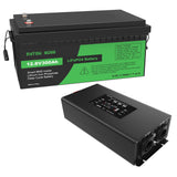 DATOUBOSS 12V 300Ah LiFePO4 Battery with 200A BMS + 2000W Pure Sine Wave Inverter 12V to 230V AC, 4000W Peak, Remote Control, Intelligent Protection, LCD Display, 2 EU Sockets, 3 USB & Type - C, Solar Backup Power System for Home, Travel & Outdoor Power - DATOUBOSS Rechargeable Lifepo4 Batteries Voltage Converters InverterSP-DT-DN03-2000W-12V-12V300A-A01-EU