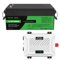 DATOUBOSS 12V 300Ah LiFePO4 Battery with 200A BMS Deep Cycle + 3000W Pure Sine Wave Inverter with 6000W Peak Power, Intelligent Detection & LCD Display, 2 EU Sockets for Off - Grid Living, RV Adventures, Solar Systems, and Emergency Power Solutions - DATOUBOSS Rechargeable Lifepo4 Batteries Voltage Converters InverterSP-DT-12V300A-PSWE3000W-12V-A-EU