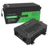 DATOUBOSS 12V 300Ah LiFePO4 Lithium Battery with 200A BMS + 2000W Dual Voltage Pure Sine Wave Inverter 12V/24V to 230V AC, 4000W Peak, Intelligent Protection, LCD Display, Dual EU Sockets, Solar Deep Cycle Power System for Home, RV & Off - Grid Use - DATOUBOSS Rechargeable Lifepo4 Batteries Voltage Converters InverterSP-DT-TY-PSWE2000W-12V300A-A01-EU