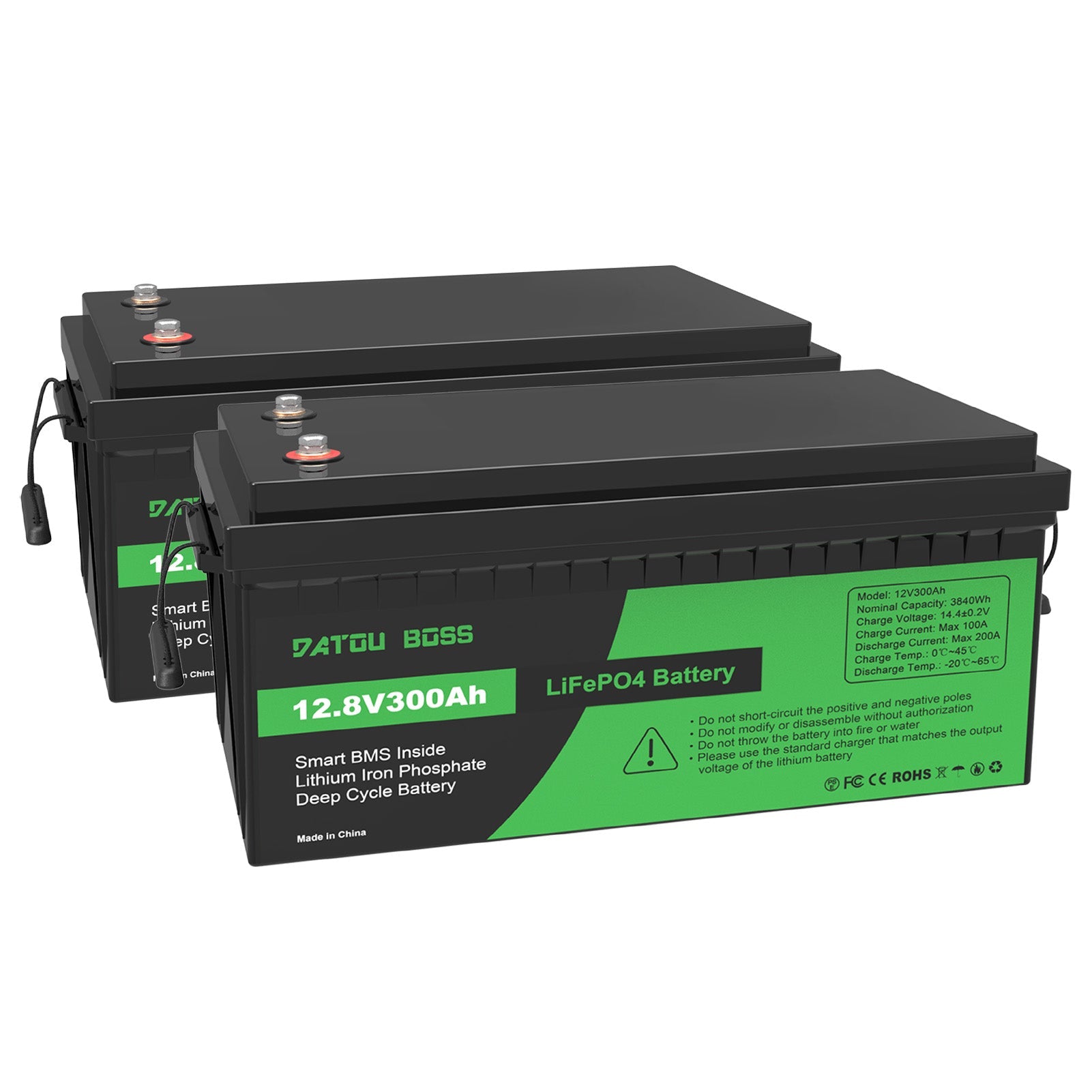 DATOUBOSS 12.8V 300Ah lithium battery bank, supports parallel expansion for stable and efficient mobile power