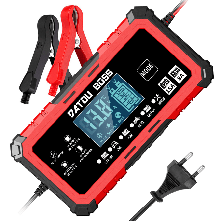 Chargeur de batterie intelligent DATOUBOSS 12V 15A/24V 8A pour batteries LiFePO4