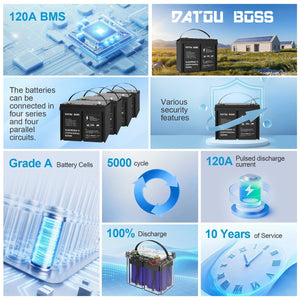 DATOUBOSS 12VDC–230VAC 1800W 1.28kWh 100Ah Power Kit, Hybrid Inverter with Built-in MPPT Controller & 12V 100Ah LiFePO4 Battery, Smart BMS Protection, for RV & Home Backup - DATOUBOSSSP-DT-12V100A-S01-1218M-EU