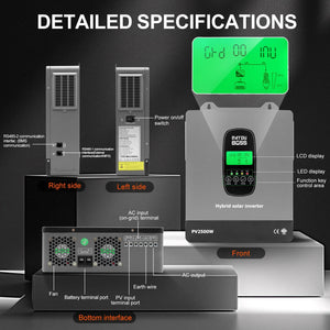 DATOUBOSS 12VDC–230VAC 1800W 1.28kWh 100Ah Power Kit, Hybrid Inverter with Built - in MPPT Controller & 12V 100Ah LiFePO4 Battery Smart BMS Protection Ideal for Off - Grid Cabins, Outdoor Adventures, RVs, and Overlanding Vehicles - DATOUBOSS Rechargeable Lifepo4 Batteries Voltage Converters InverterSP-DT-1218M-12V100A-B-EU