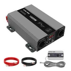 DATOUBOSS 1500W inverter kit, includes battery cables and remote control switch for off-grid power systems