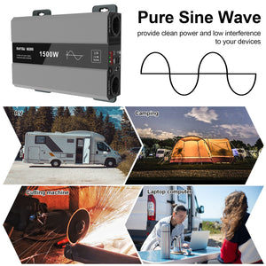 DATOUBOSS 1500W pure sine wave inverter, providing low interference power for RV, camping, and laptops