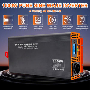 DATOUBOSS 1500W pure sine wave inverter with 6 safety protections including overvoltage and overheating